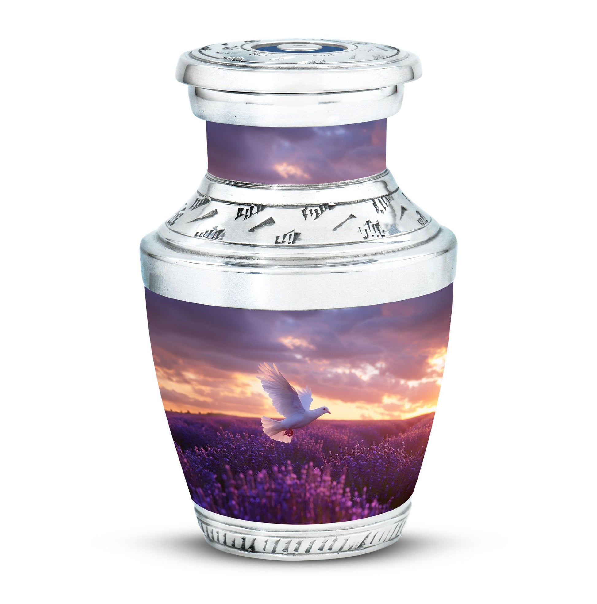 White Dove On Purple Theme 3 Inch Keepsake