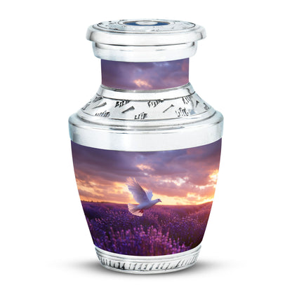White Dove On Purple Theme 3 Inch Keepsake