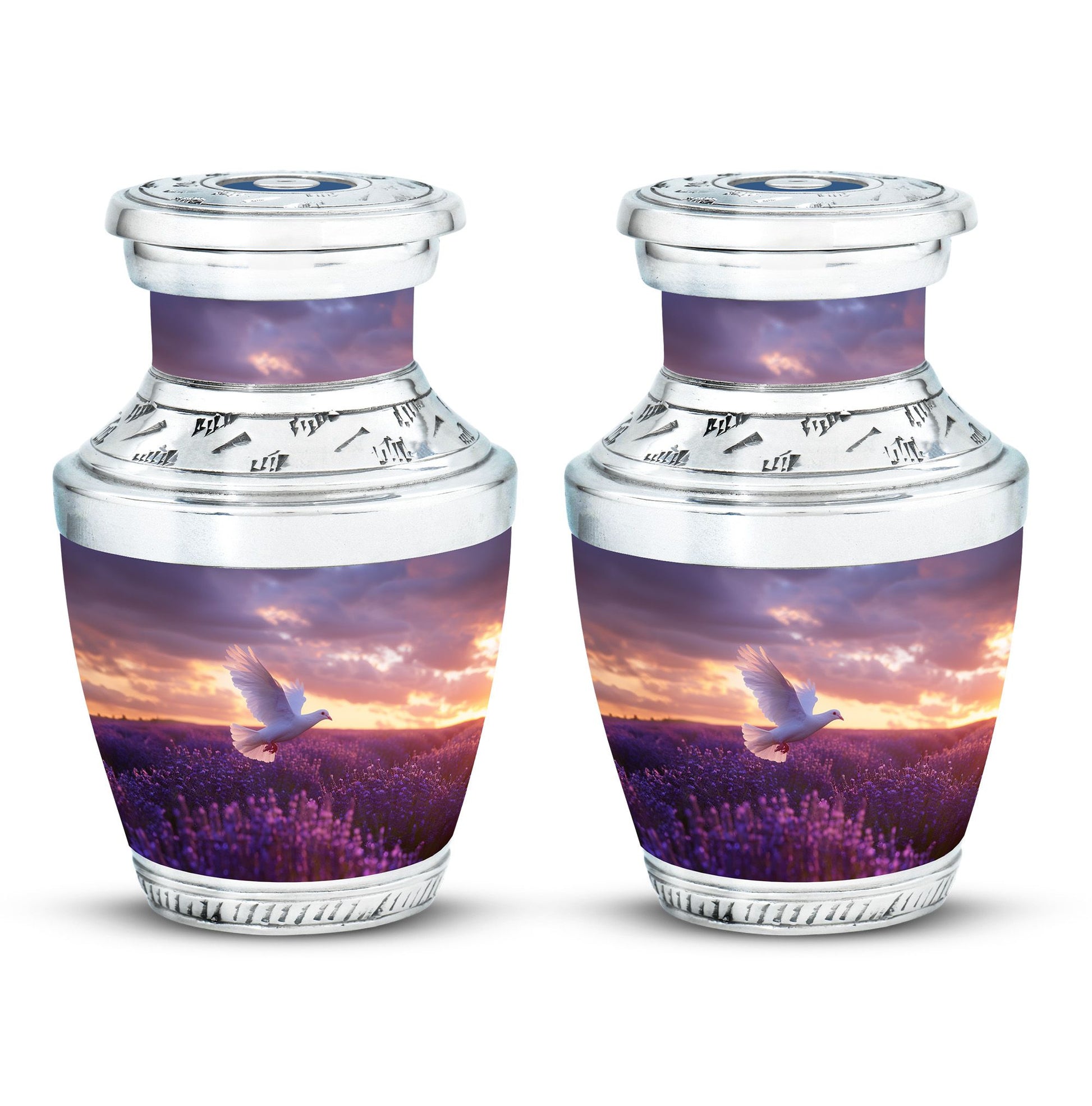 White Dove On Purple Theme 3 Inch Keepsake Pack of 2