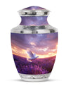White Dove On Purple Theme Large Urn 10 Inch