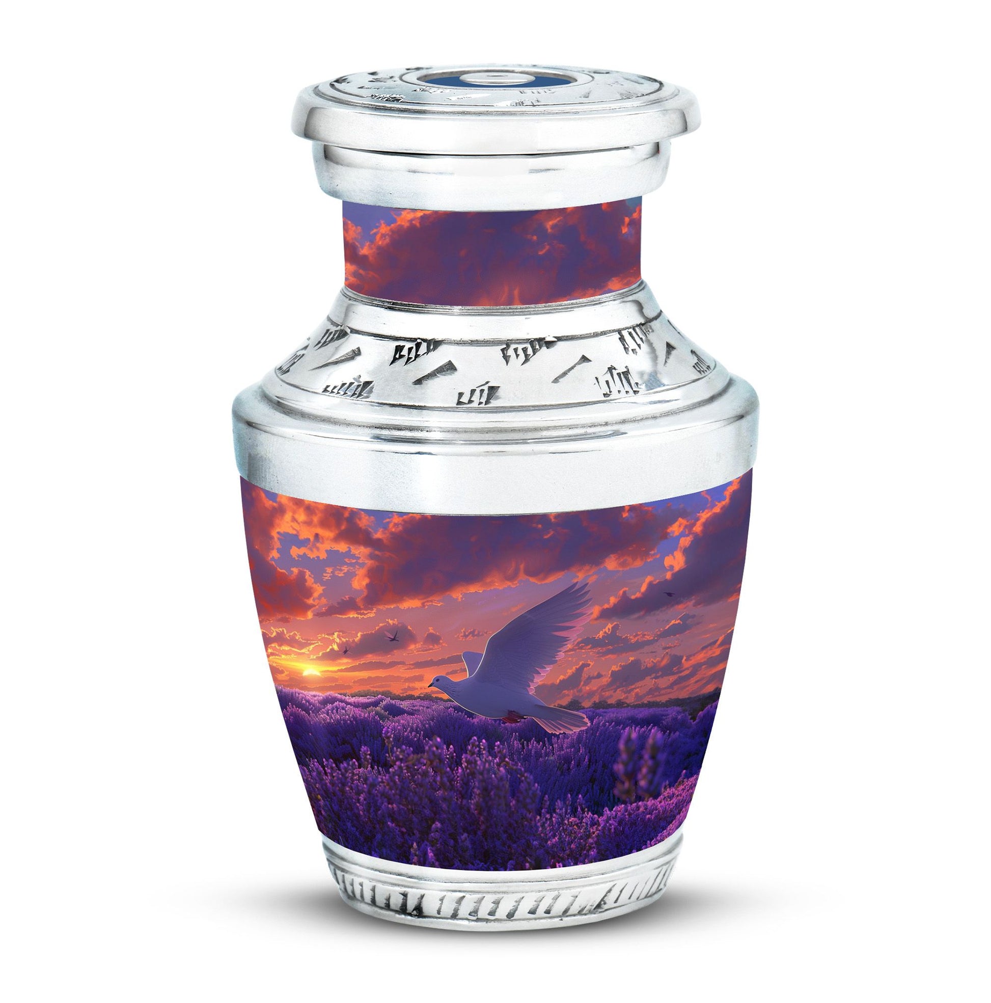 White Dove On Purple Theme 3 Inch Keepsake