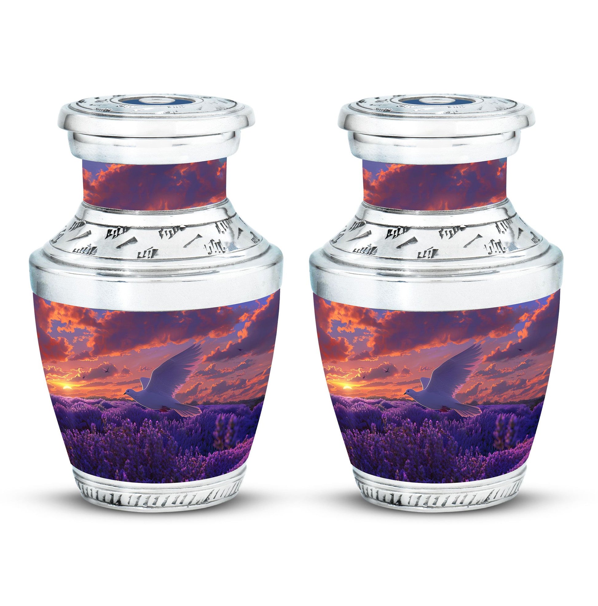 White Dove On Purple Theme 3 Inch Keepsake Pack of 2