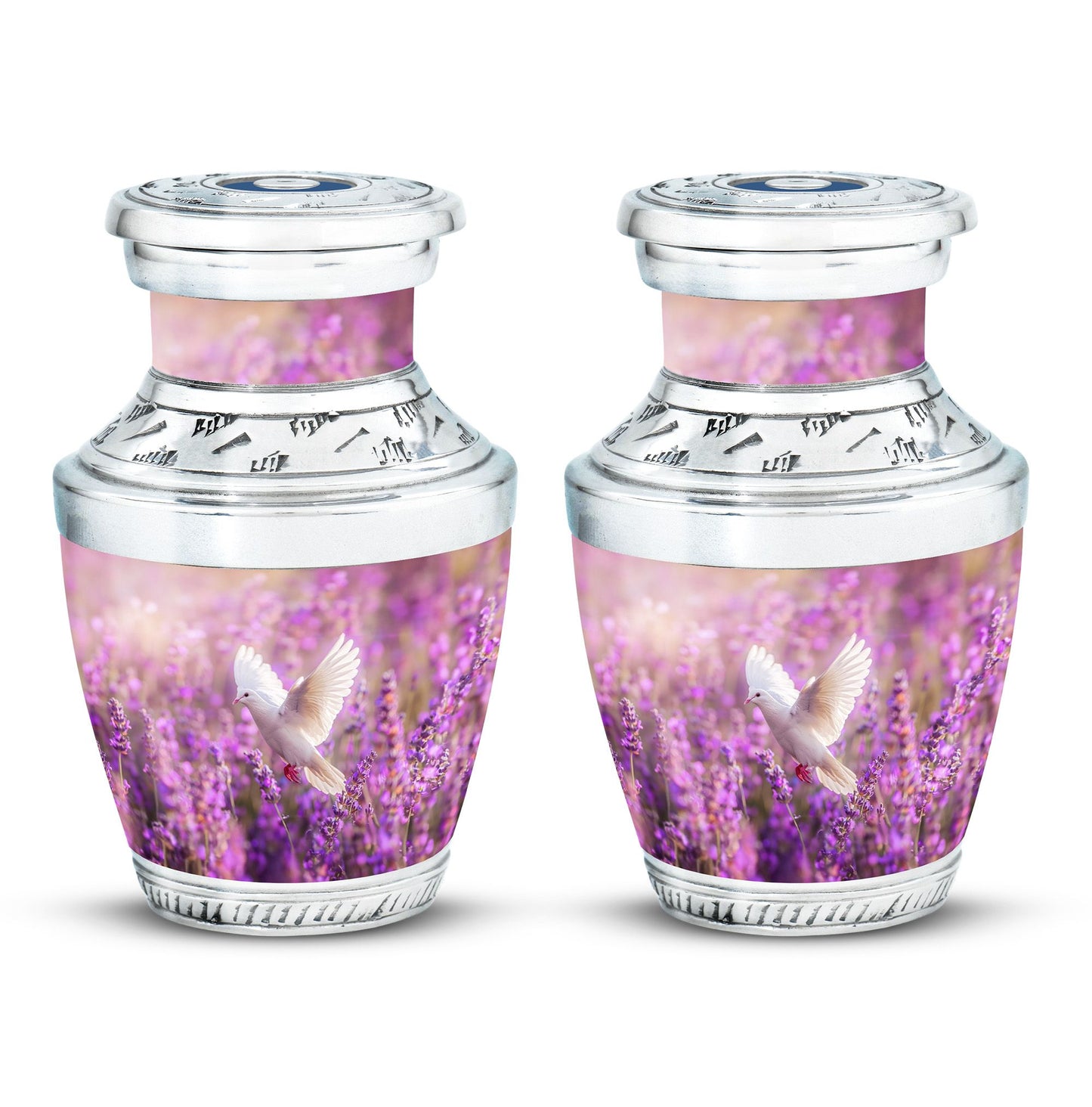 White Dove On Purple Theme 3 Inch Keepsake Pack of 2