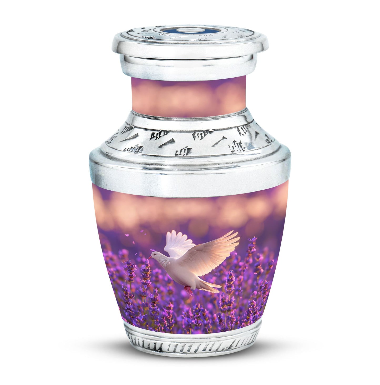 White Dove On Purple Theme 3 Inch Keepsake