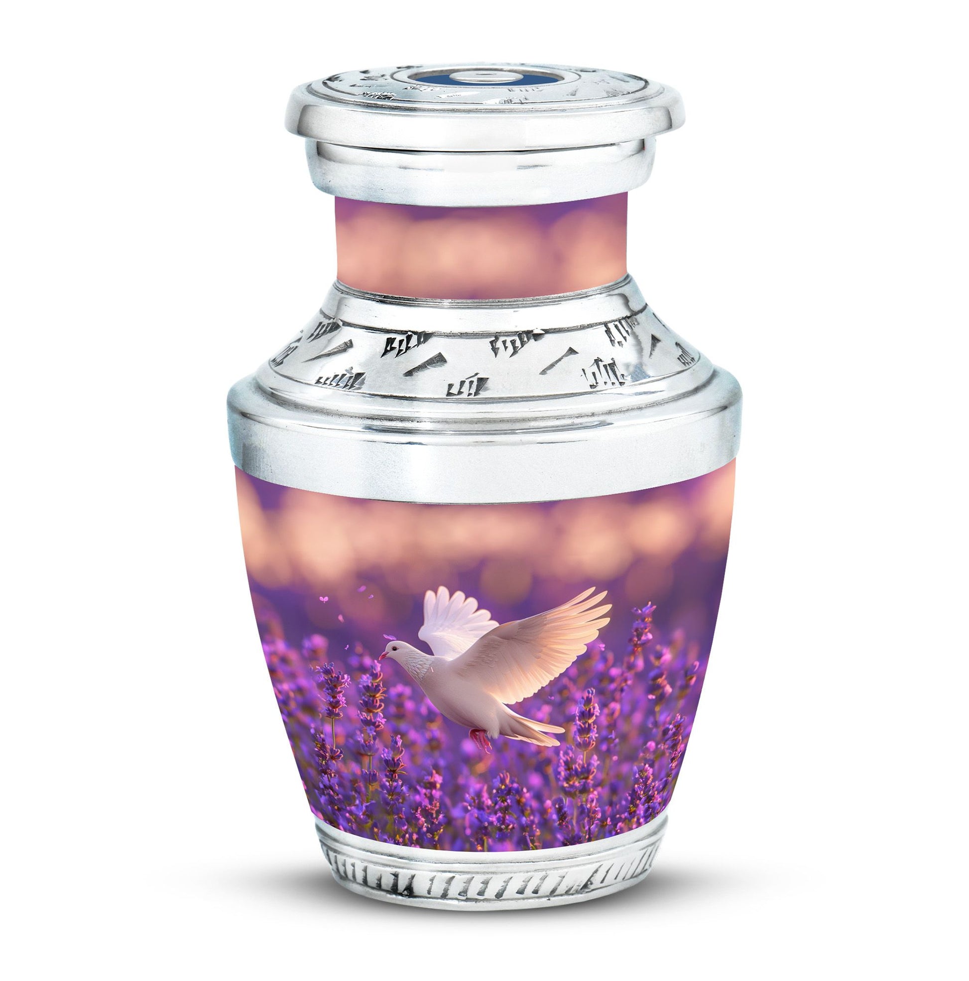 White Dove On Purple Theme 3 Inch Keepsake