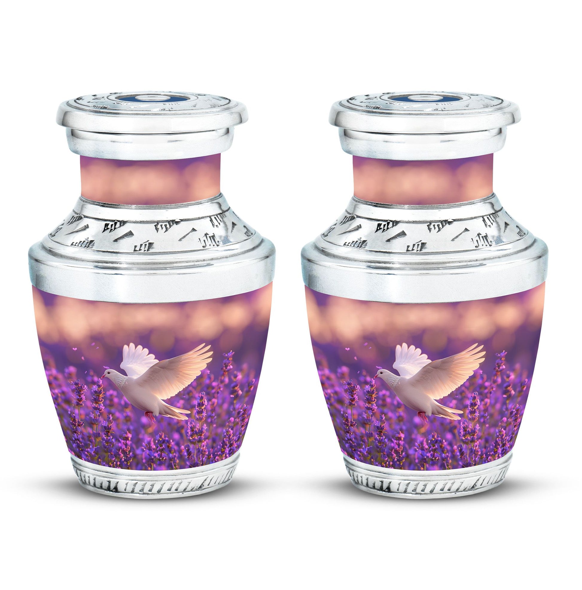 White Dove On Purple Theme 3 Inch Keepsake Pack of 2