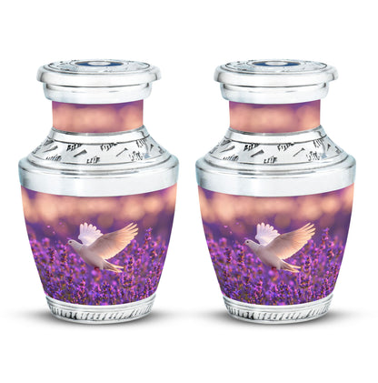White Dove On Purple Theme 3 Inch Keepsake Pack of 2