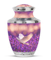 White Dove On Purple Theme Large Urn 10 Inch