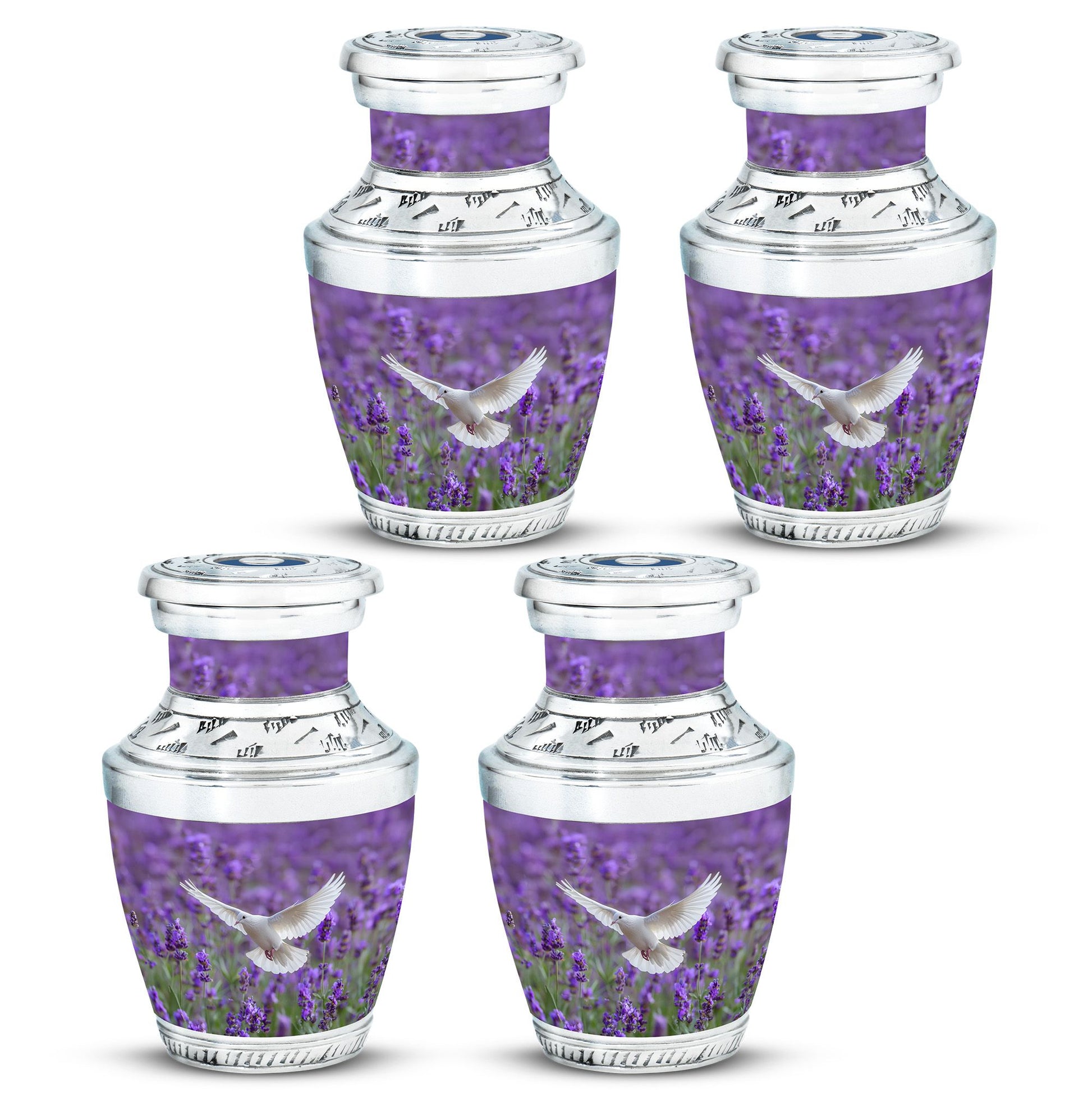 White Dove On Purple Theme 3 Inch Keepsake Pack of 4