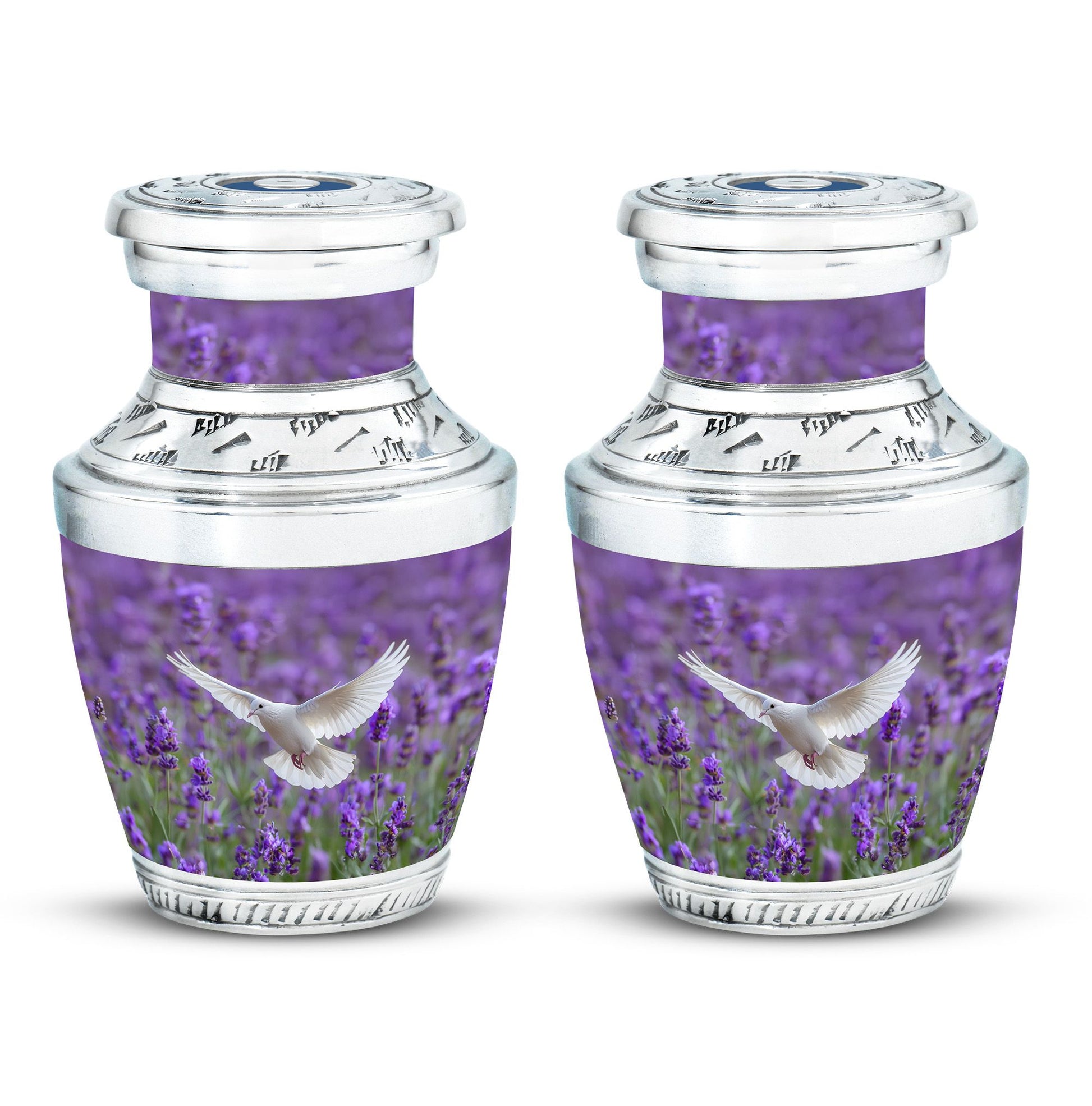 White Dove On Purple Theme 3 Inch Keepsake Pack of 2