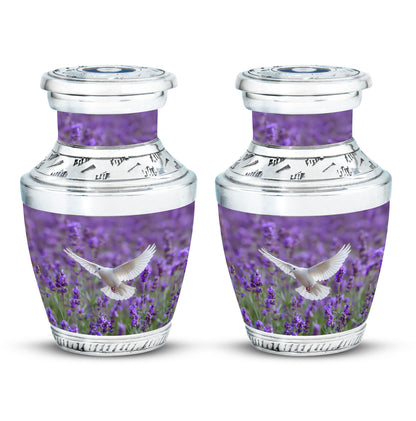 White Dove On Purple Theme 3 Inch Keepsake Pack of 2