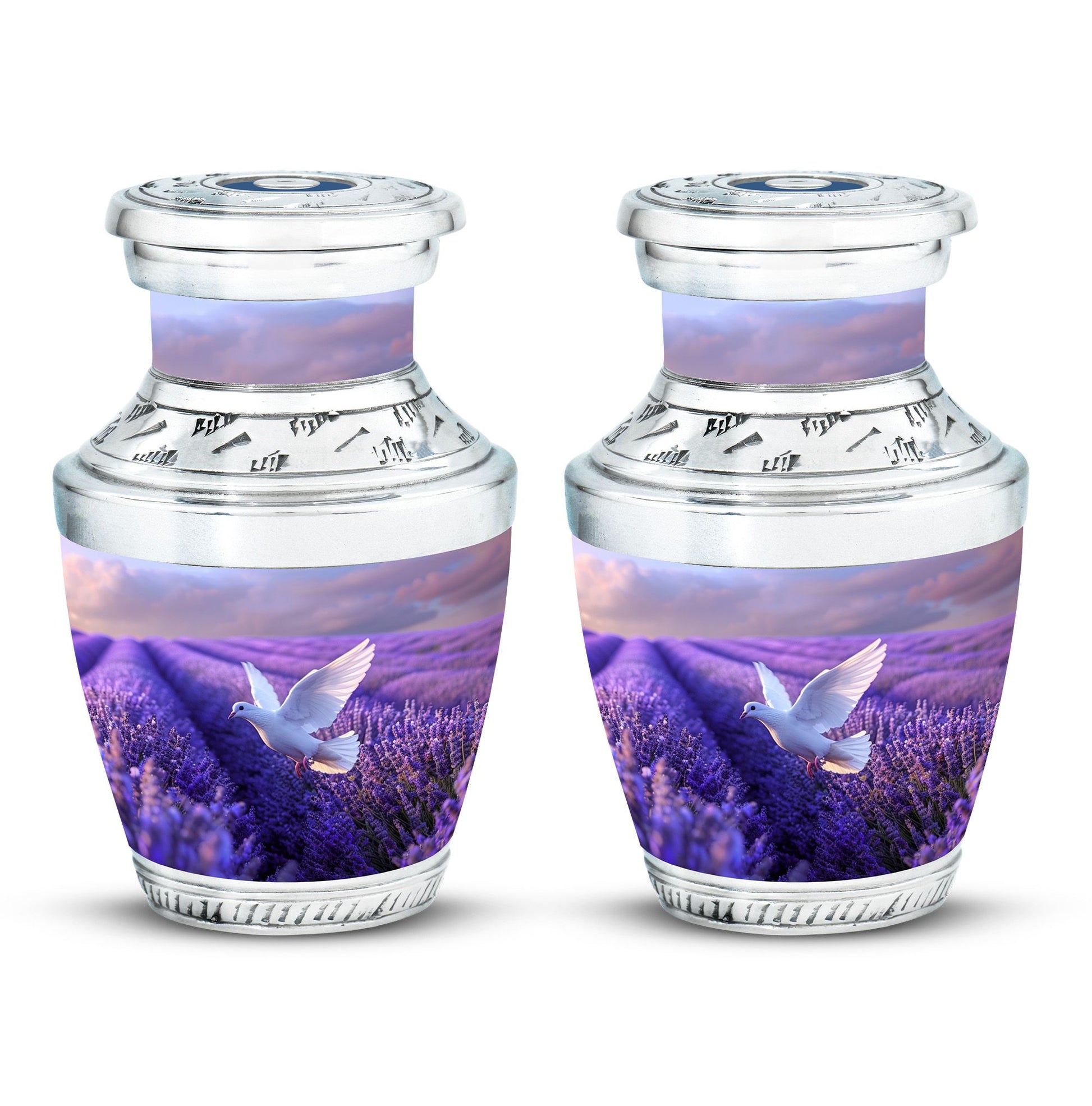 White Dove On Purple Theme 3 Inch Keepsake Pack of 2