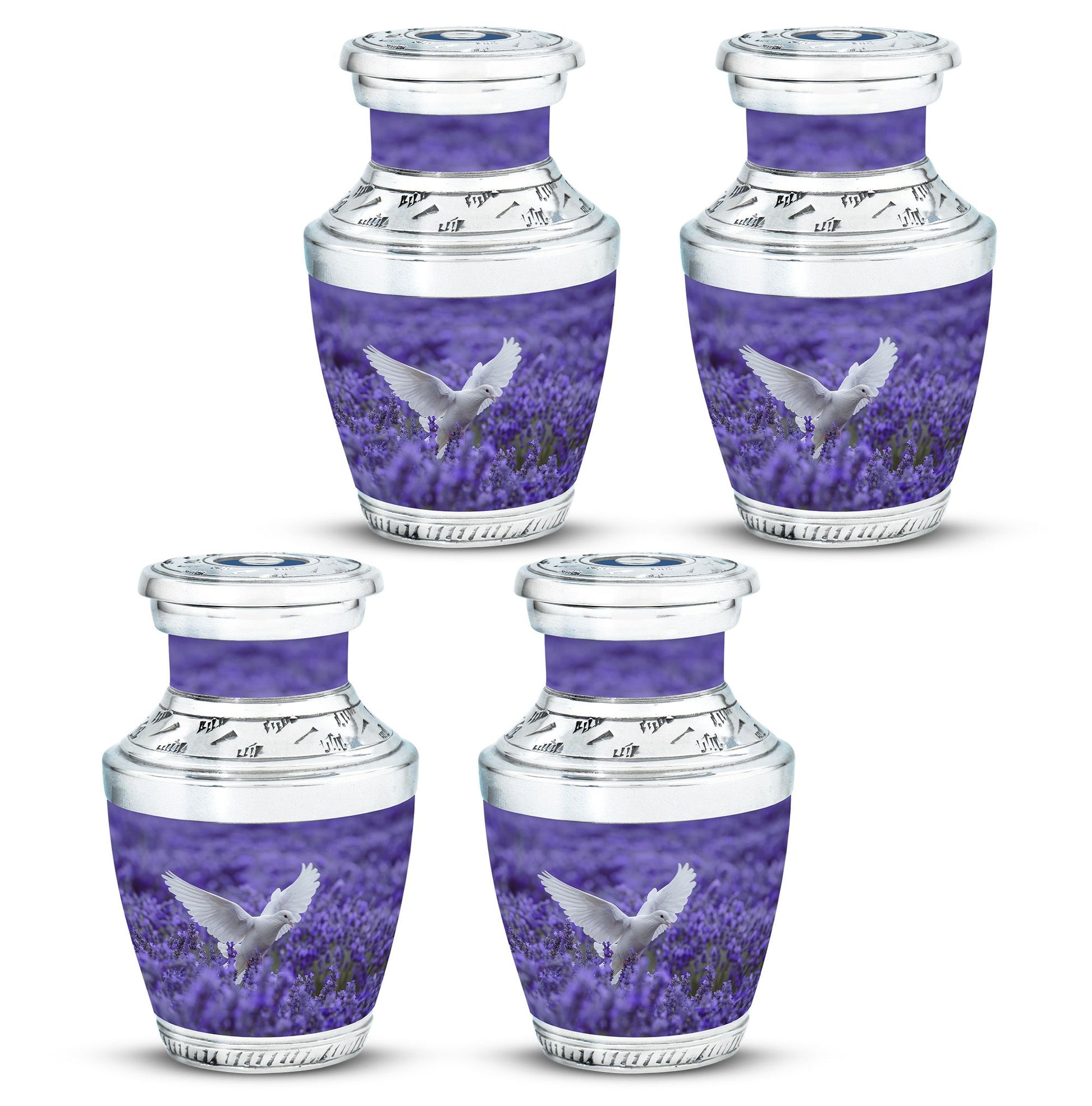 White Dove On Purple Theme 3 Inch Keepsake Pack of 4