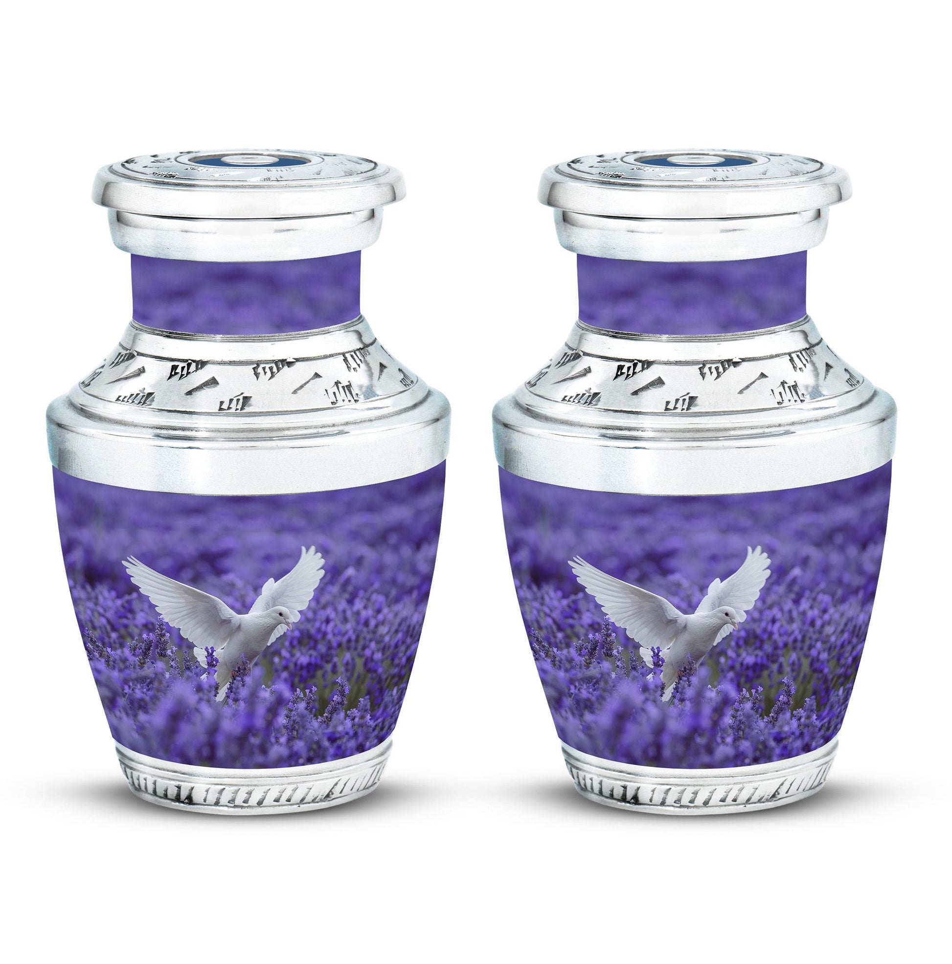 White Dove On Purple Theme 3 Inch Keepsake Pack of 2