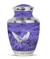 White Dove On Purple Theme Large Urn 10 Inch