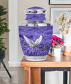 White Dove On Purple Theme Large Urn With 1 Keepsake Urn