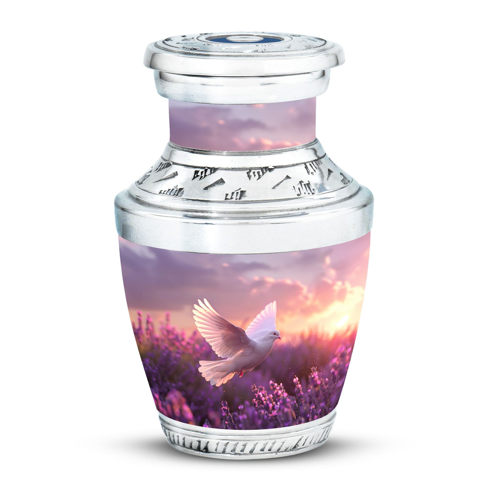 White Dove On Purple Theme 3 Inch Keepsake