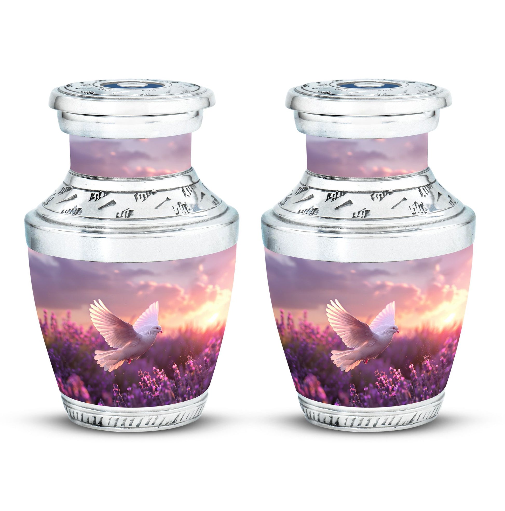 White Dove On Purple Theme 3 Inch Keepsake Pack of 2