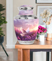 White Dove On Purple Theme Large Urn With 1 Keepsake Urn