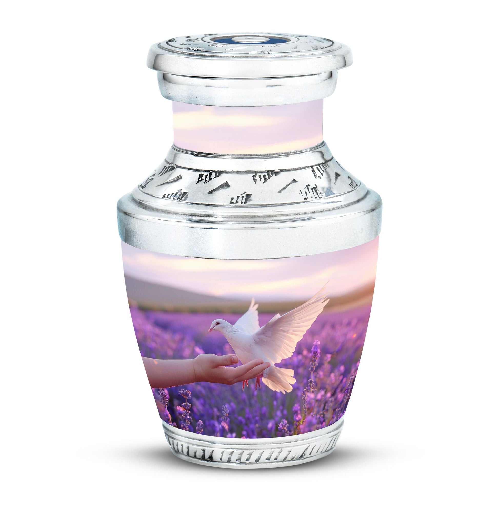 White Dove On Purple Theme 3 Inch Keepsake