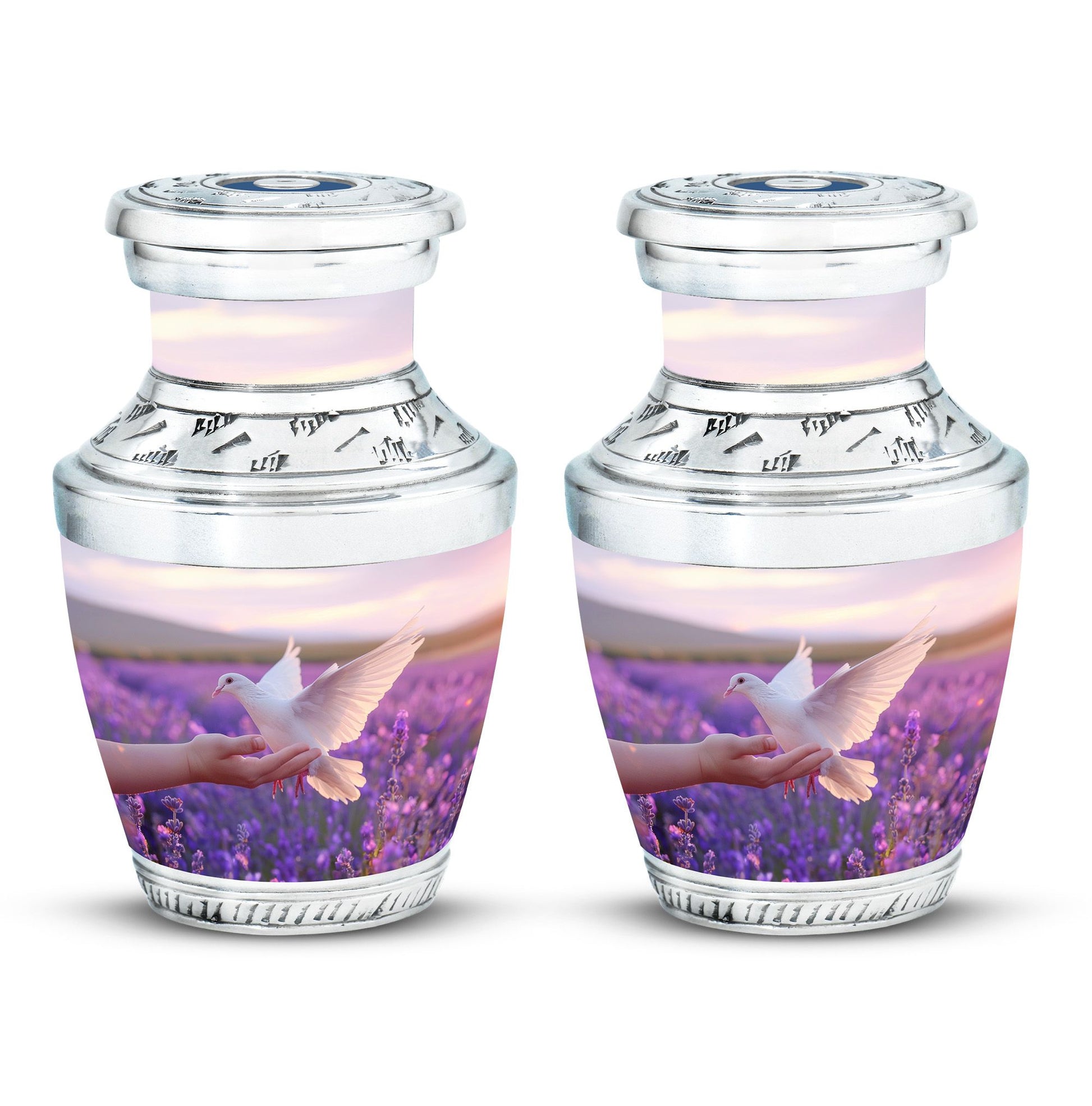 White Dove On Purple Theme 3 Inch Keepsake Pack of 2