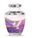 White Dove On Purple Theme Large Urn 10 Inch