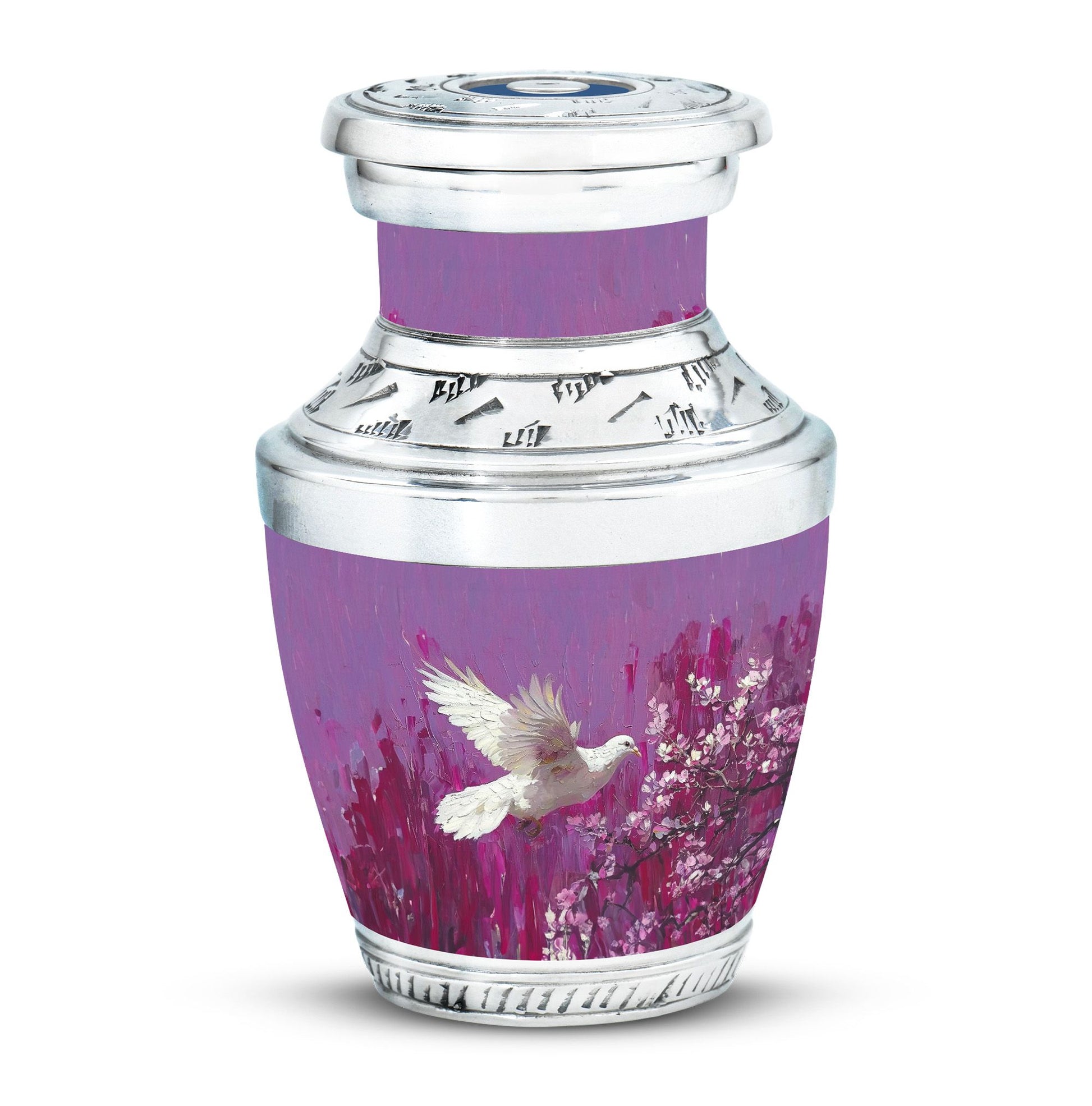 White Dove On Purple Theme 3 Inch Keepsake