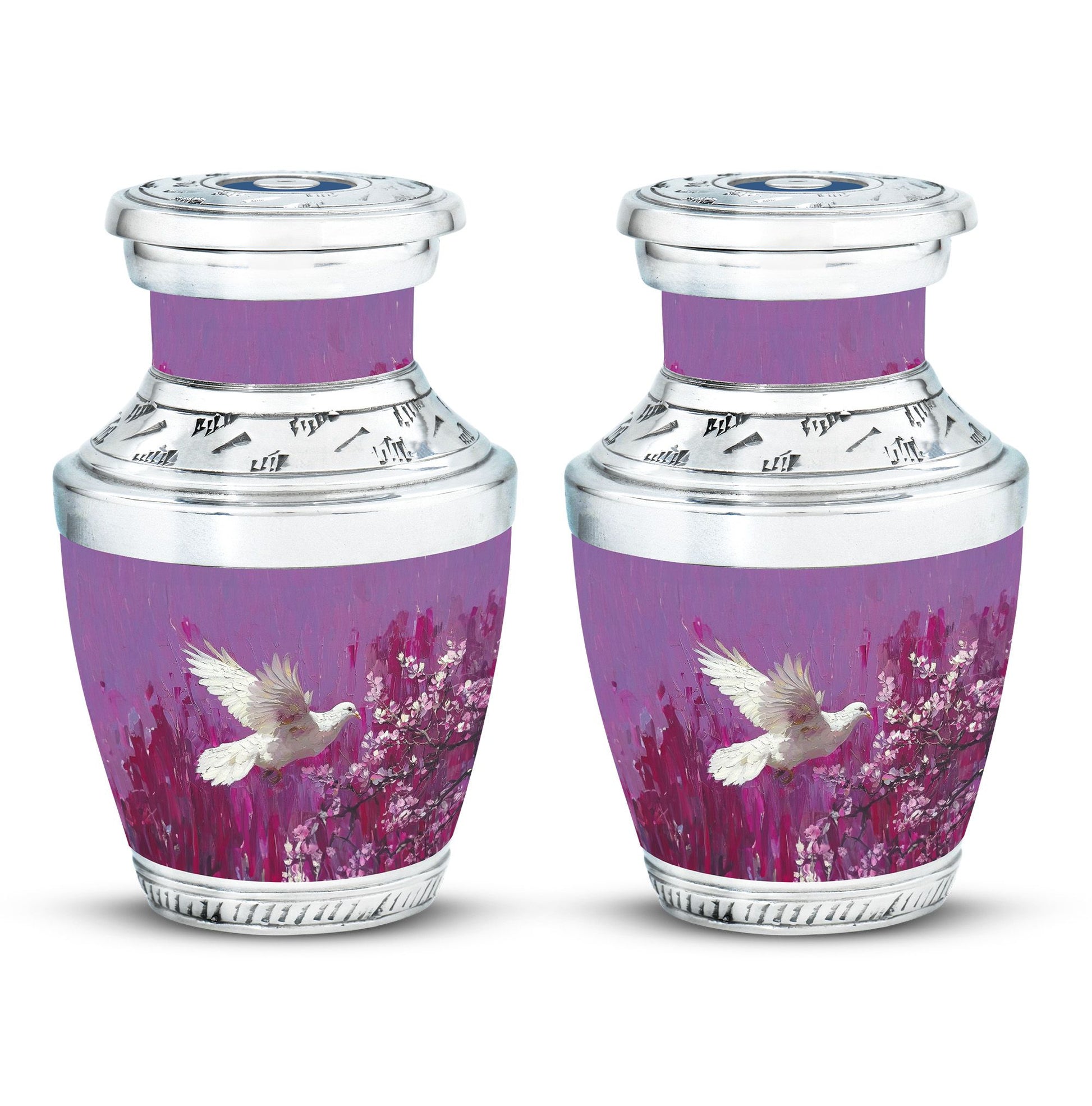 White Dove On Purple Theme 3 Inch Keepsake Pack of 2