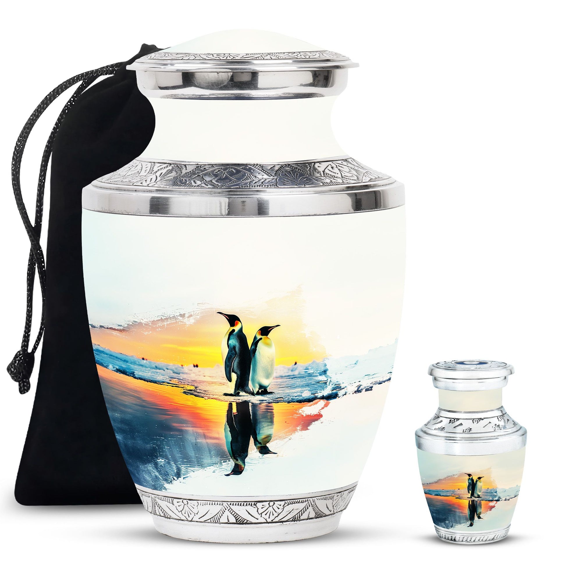 Penguin Theme Large Urn With 1 Keepsake Urn