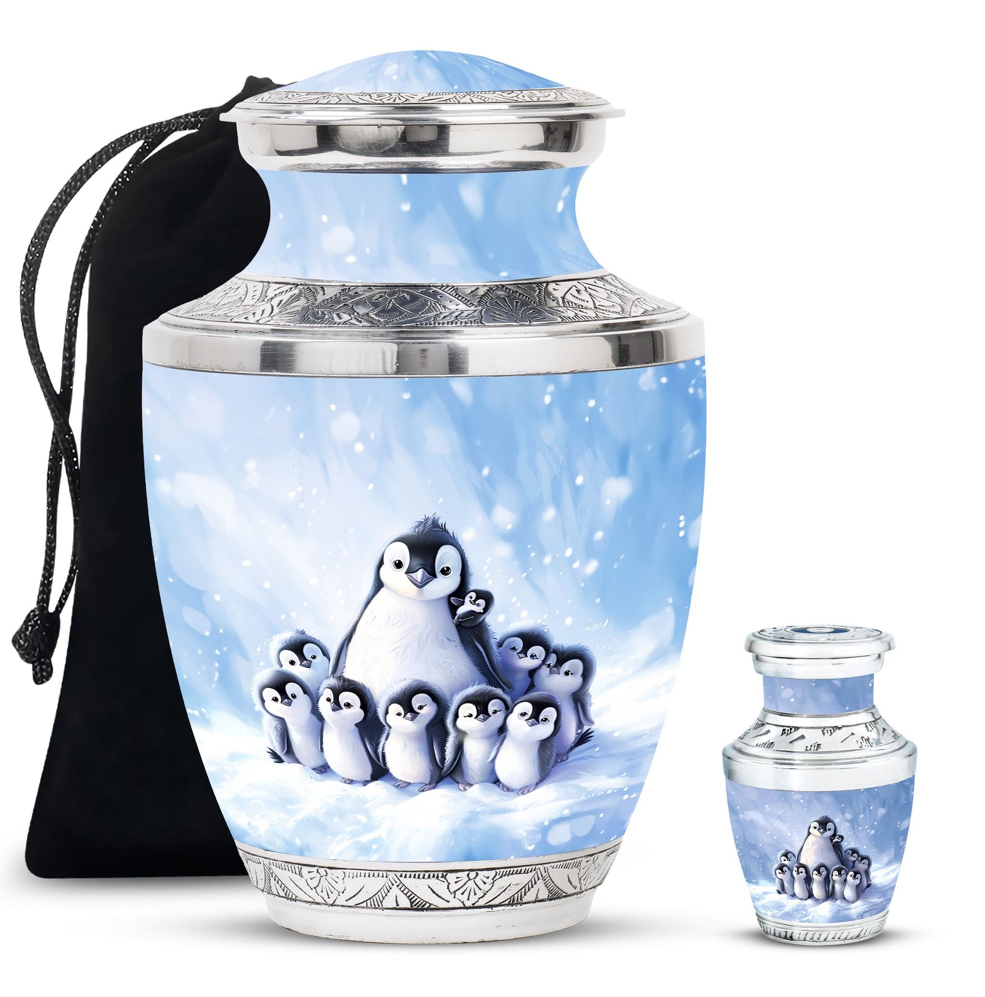 Penguin Theme Large Urn With 1 Keepsake Urn