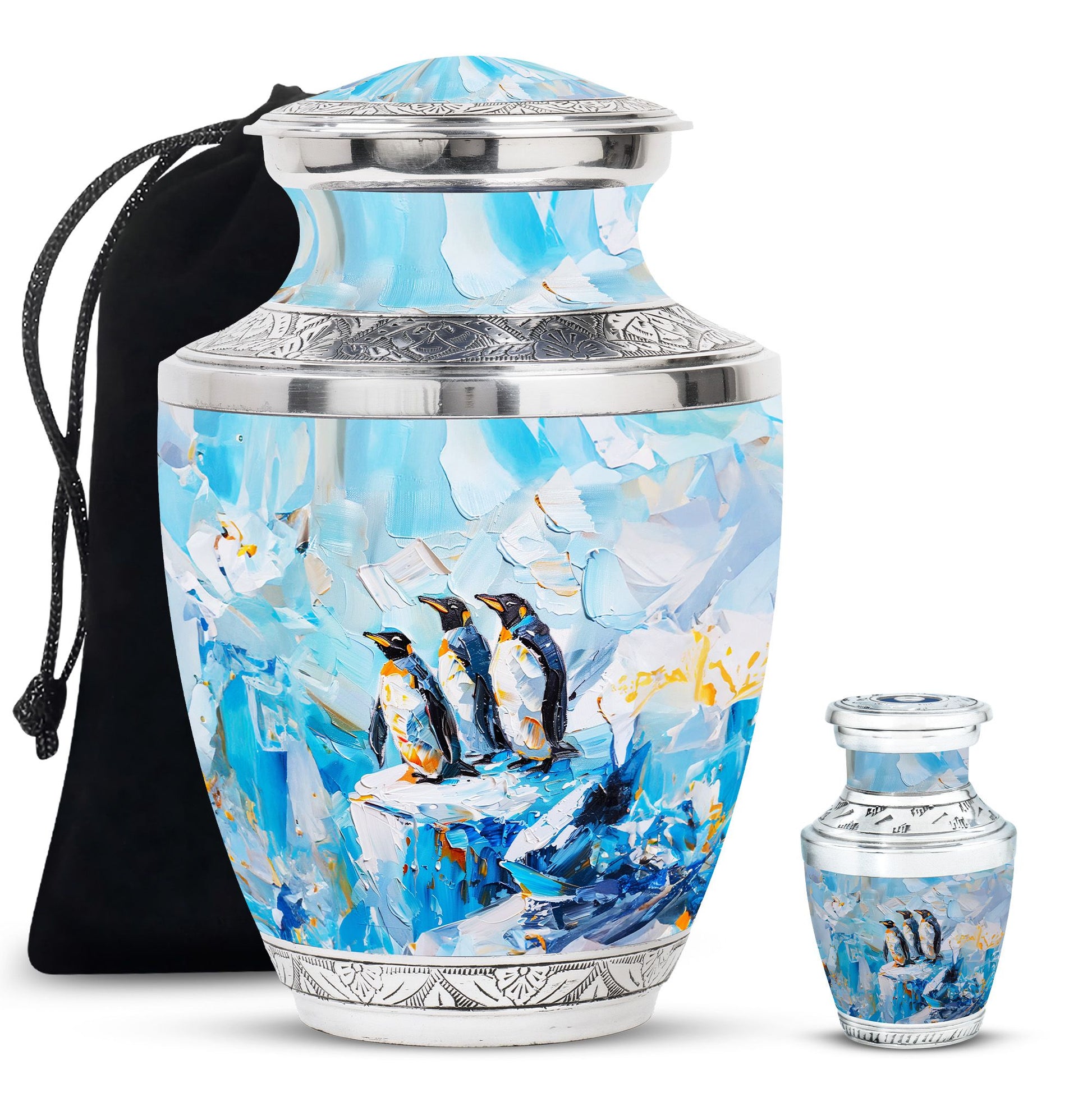 Penguin Theme Large Urn With 1 Keepsake Urn