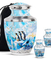 Penguin Theme Large Urn With 2 Keepsake Urn