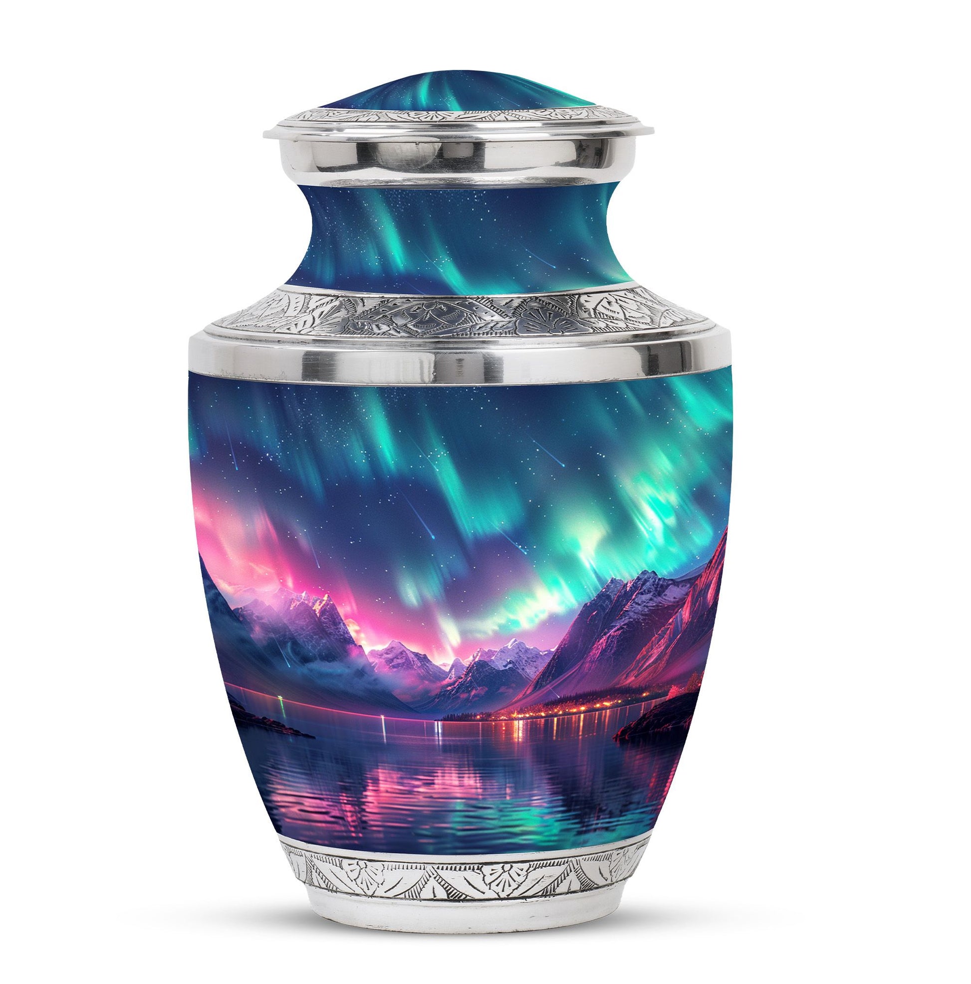 Aurora Borealis Theme Large Urn 10 Inch