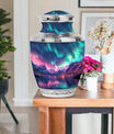 Aurora Borealis Theme Large Urn With 1 Keepsake Urn
