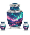 Aurora Borealis Theme Large Urn With 2 Keepsake Urn