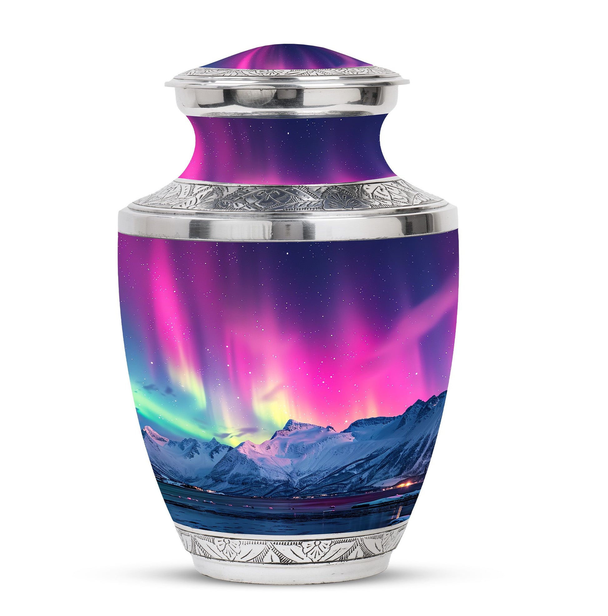 Aurora Borealis Theme Large Urn 10 Inch