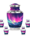 Aurora Borealis Theme Large Urn With 4 Keepsake Urn