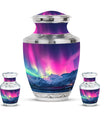 Aurora Borealis Theme Large Urn With 2 Keepsake Urn