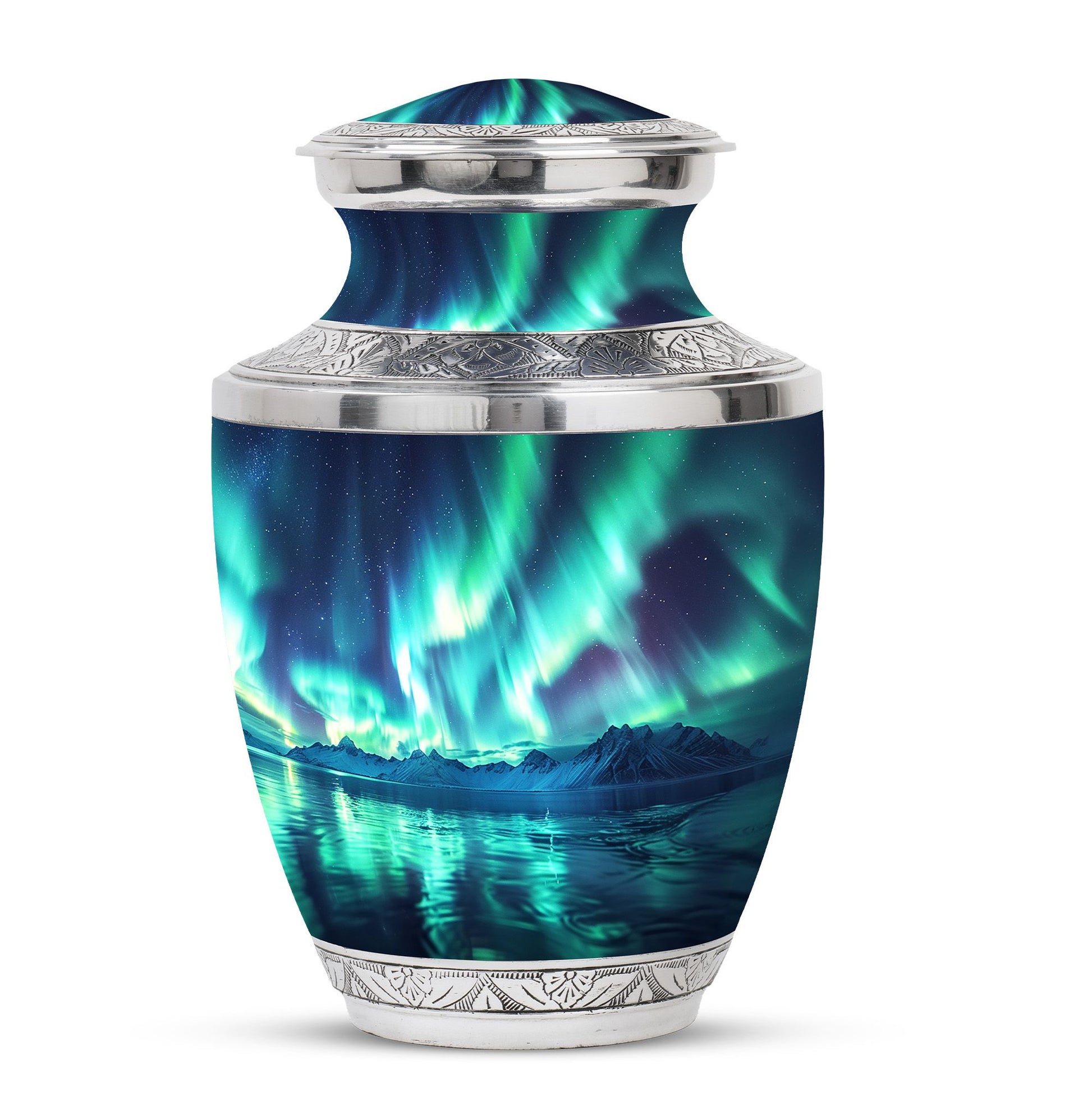 Aurora Borealis Borealis Theme Large Urn 10 Inch
