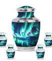 Aurora Borealis Borealis Theme Large Urn With 4 Keepsake Urn