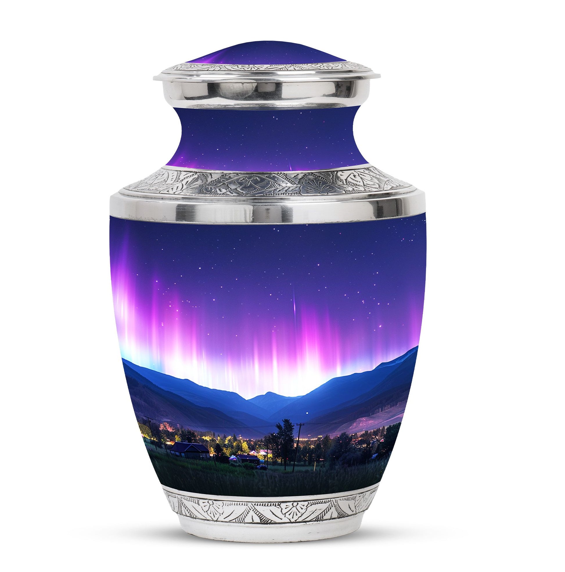 Aurora Borealis Theme Large Urn 10 Inch