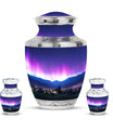 Aurora Borealis Theme Large Urn With 2 Keepsake Urn
