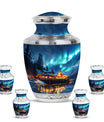 Aurora Borealis Borealis Theme Large Urn With 4 Keepsake Urn