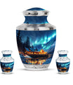 Aurora Borealis Borealis Theme Large Urn With 2 Keepsake Urn