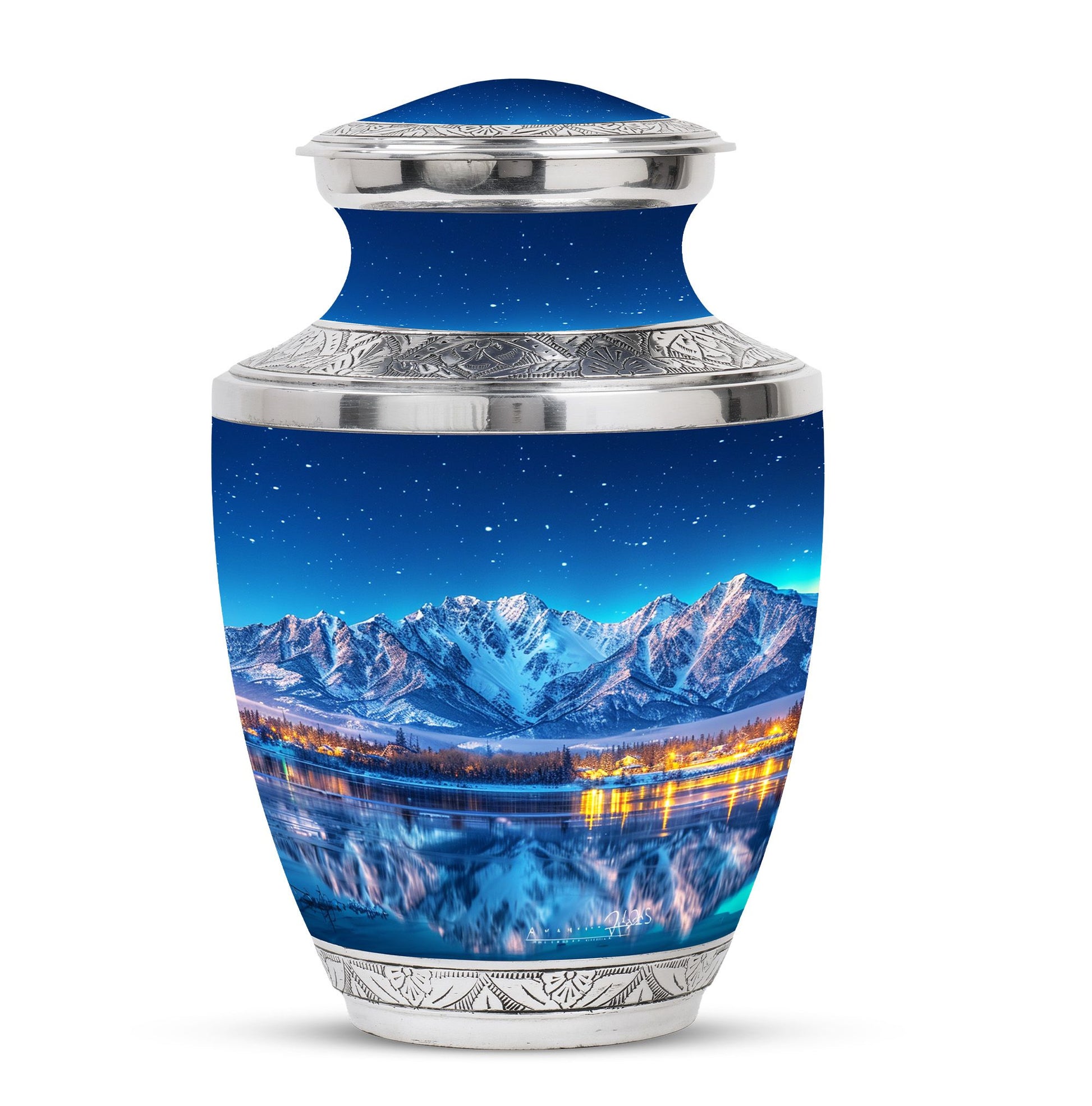 Aurora Borealis Theme Large Urn 10 Inch