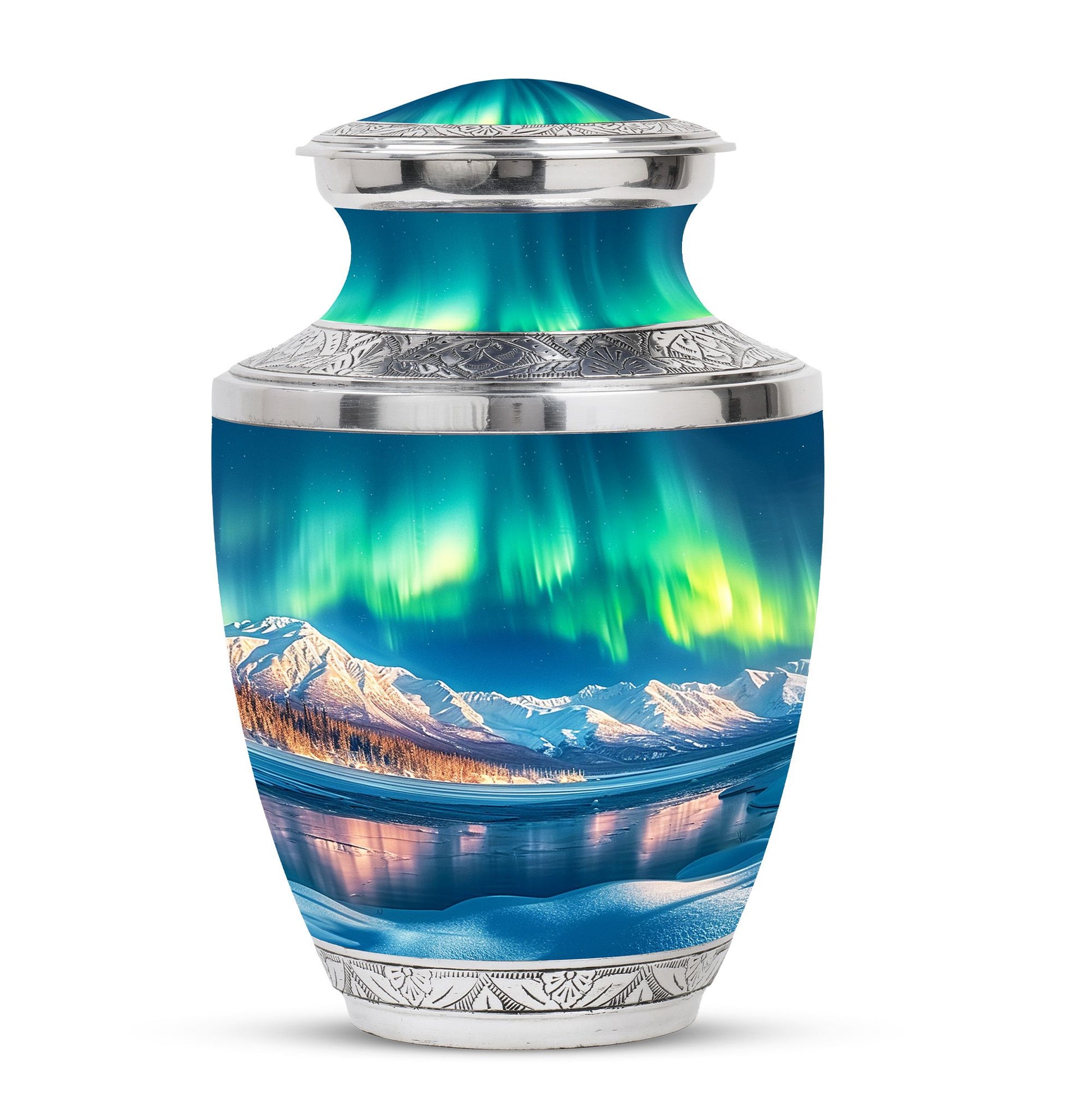 Aurora Borealis Theme Large Urn 10 Inch