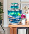 Aurora Borealis Theme Large Urn With 1 Keepsake Urn