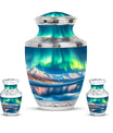 Aurora Borealis Theme Large Urn With 2 Keepsake Urn