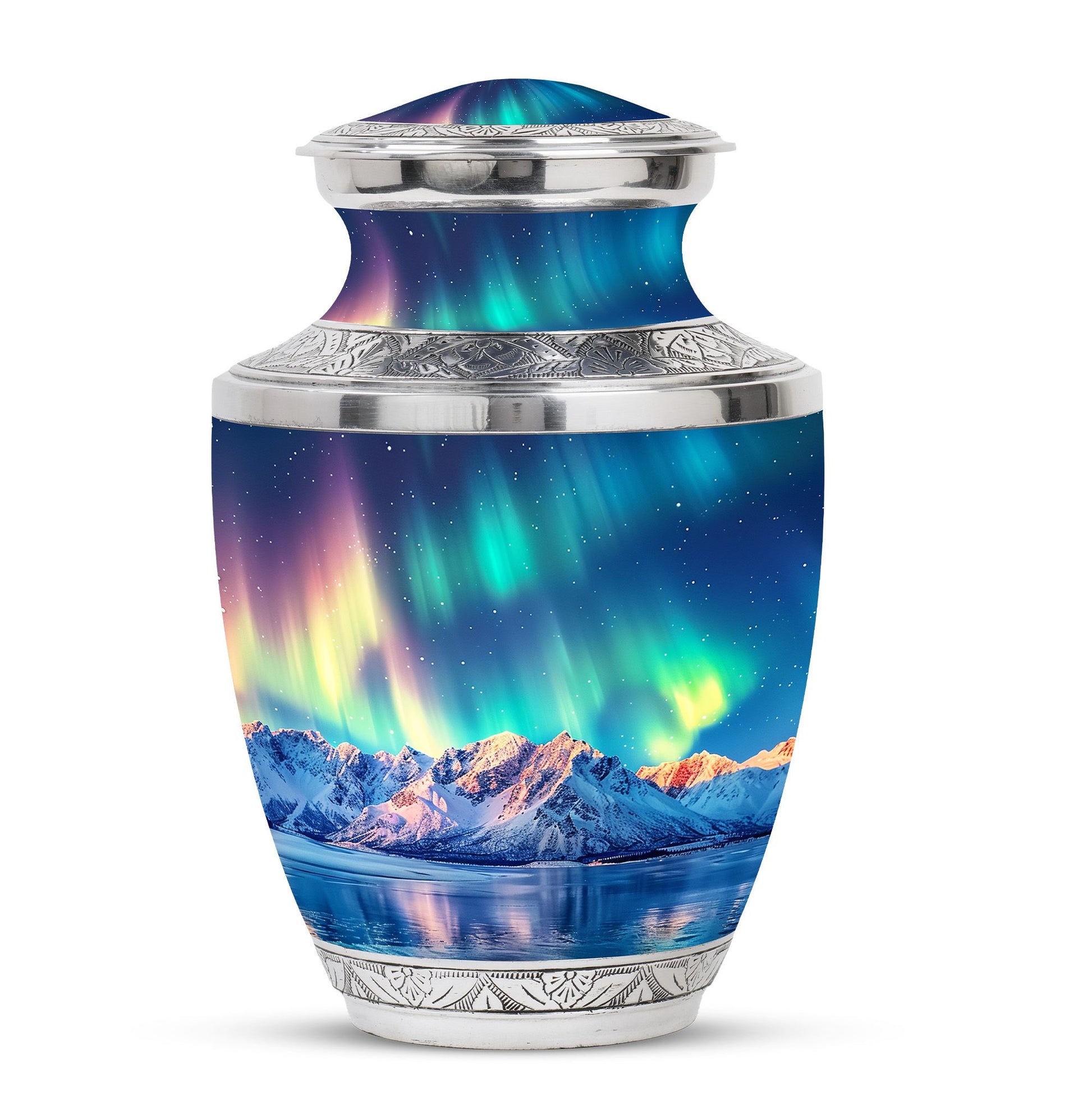 Aurora Borealis Theme Large Urn 10 Inch