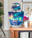 Aurora Borealis Theme Large Urn With 1 Keepsake Urn